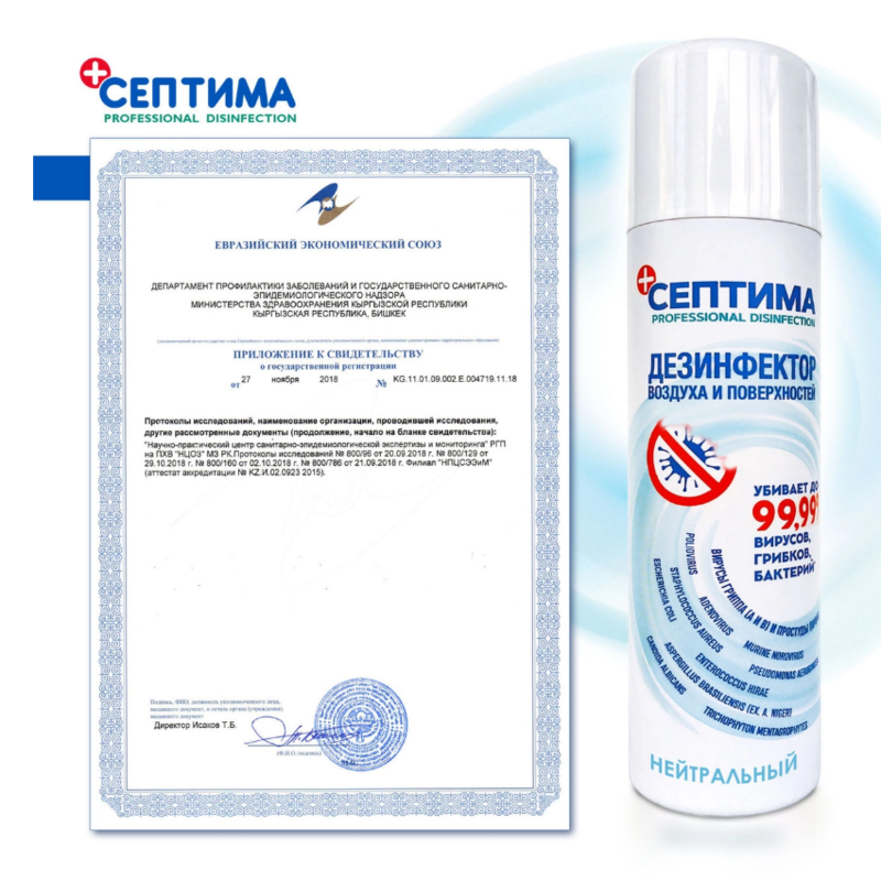 Дезинфицирующее средство Cептима, аэрозоль 250 мл. 1 шт. от Oxy2