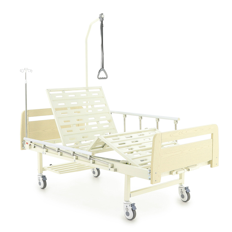 Купить Медицинская механическая кровать Med-Mos Е-8 (MМ-2014-Н0/Д0), каркас и ножки - высокопрочная сталь, стальные ламели, спинки - ABC пластик, боковые ограждения из алюминия