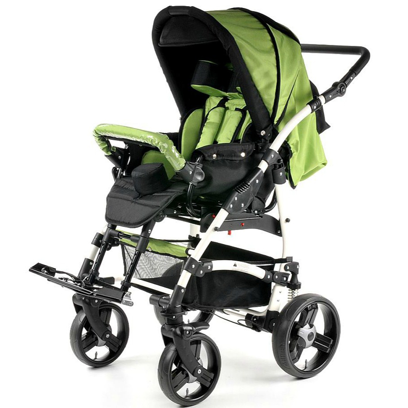 Кресло-коляска прогулочная для детей с ДЦП Vitea Care Junior Plus (размер 2) зелёная / литые колеса