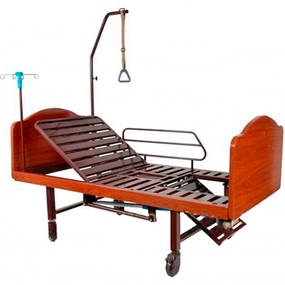 Купить Медицинская механическая кровать с санитарным оснащением DHC FF-3, спинки - дерево, ложе - сталь, рама - сталь